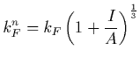 $\displaystyle k_F^n = k_F \left( 1 + {I\over A}\right)^{1\over 3}$