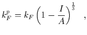 $\displaystyle k_F^p = k_F \left( 1 - {I\over A}\right)^{1\over 3}
\ \ ,$